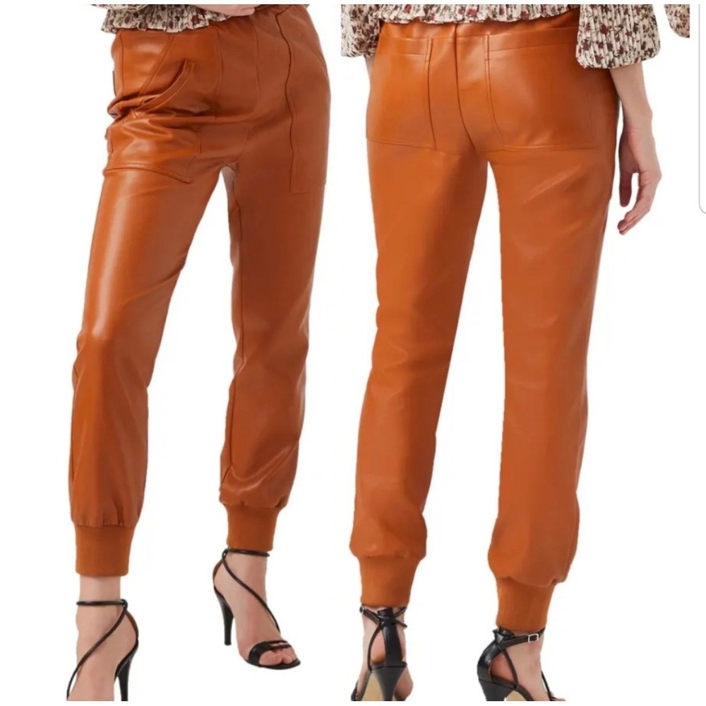 French Connection Crolenda Vegan Leather Joggers Size 6 Ginger High Rise Pants